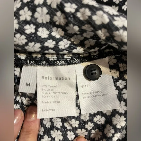 Reformation Dress Short Sleeve Button Down Daisy Print Mini Size M