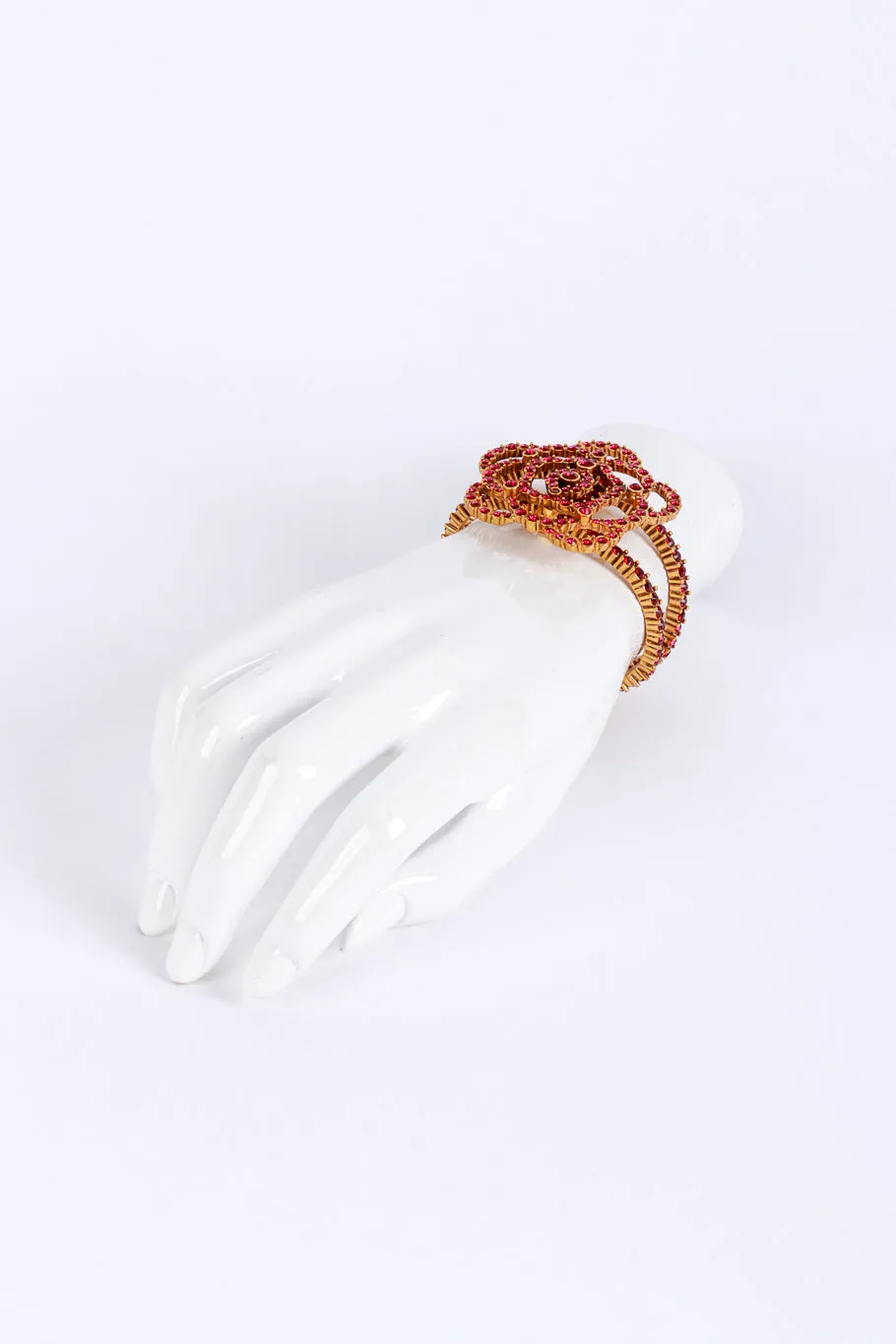 Rhinestone Rose Bangle Bracelet