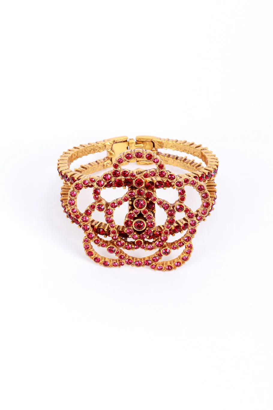 Rhinestone Rose Bangle Bracelet