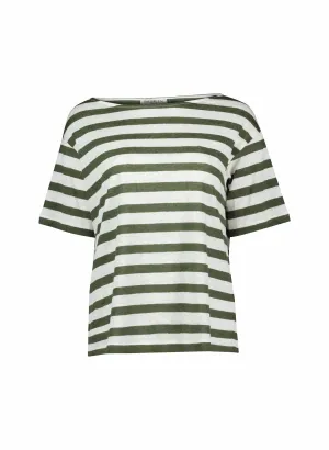 Rhonda Linen Tee | White & Khaki