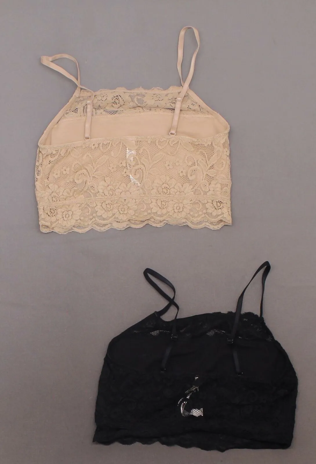 Rhonda Shear 2 Pack Women's Lace Cami Bras Black / Nude Large