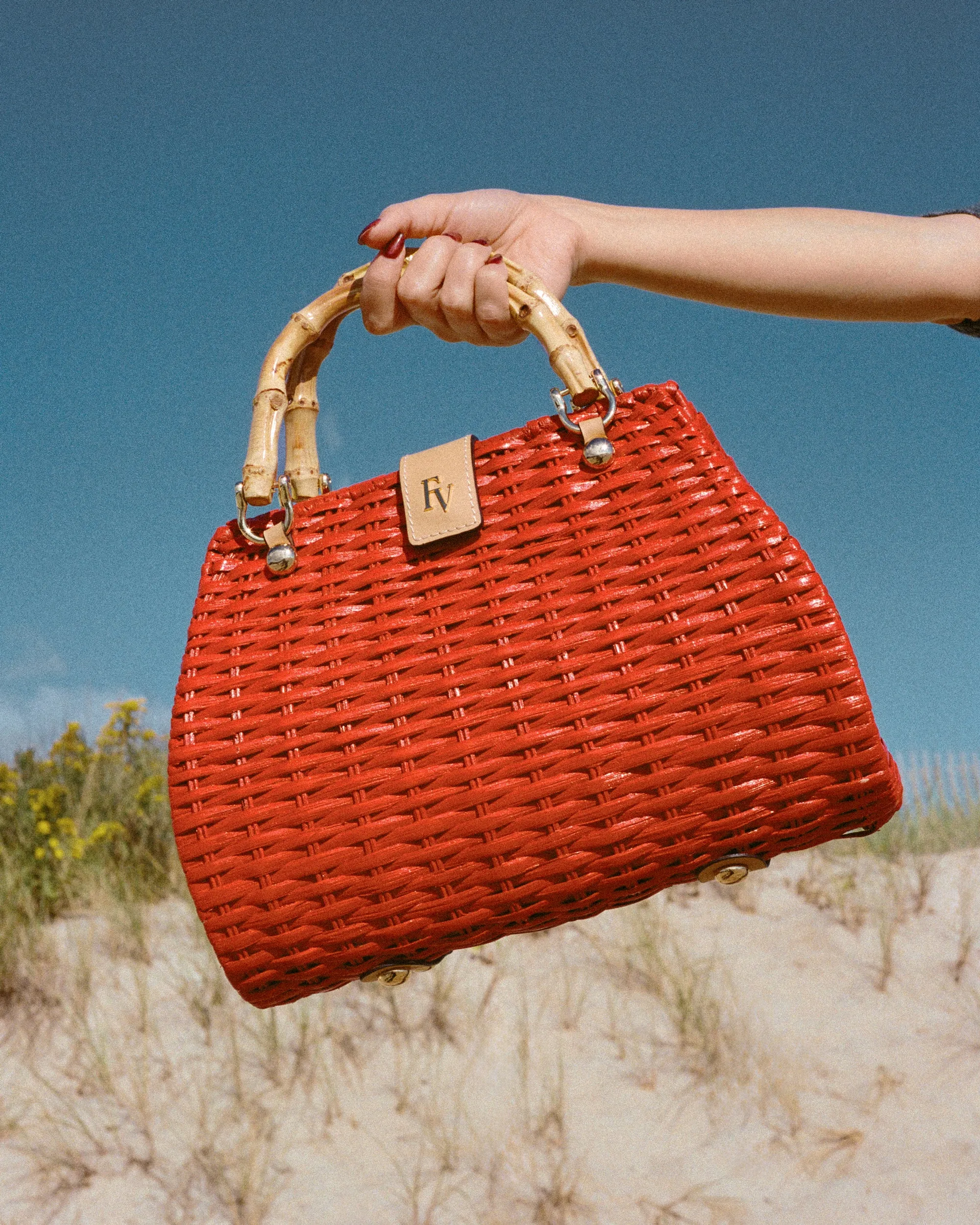 Rooster Wicker Bag - Red