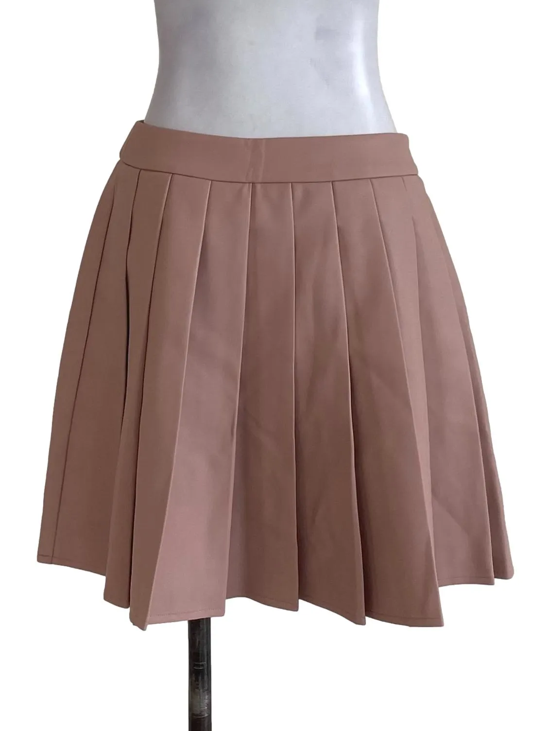 Rose Plain Leather Pleated Skorts
