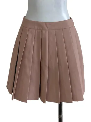 Rose Plain Leather Pleated Skorts