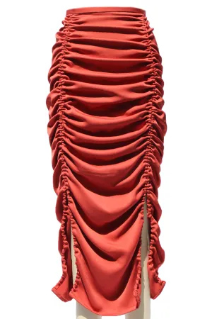 Ruched Crepe Back Silk Skirt / Multiple Color Choices
