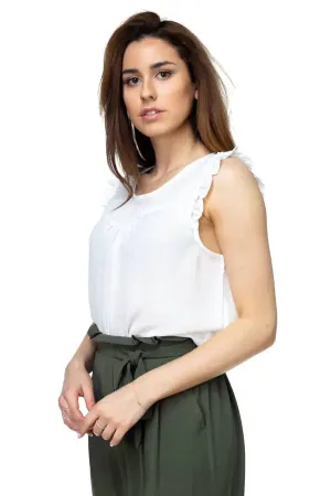 Ruffle Sleeve Top -White