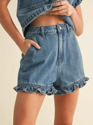 Ruffles Denim Shorts