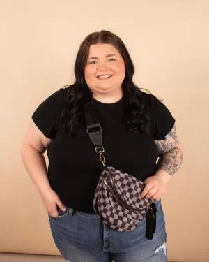 Running Errands Bum Bag in Black Checker