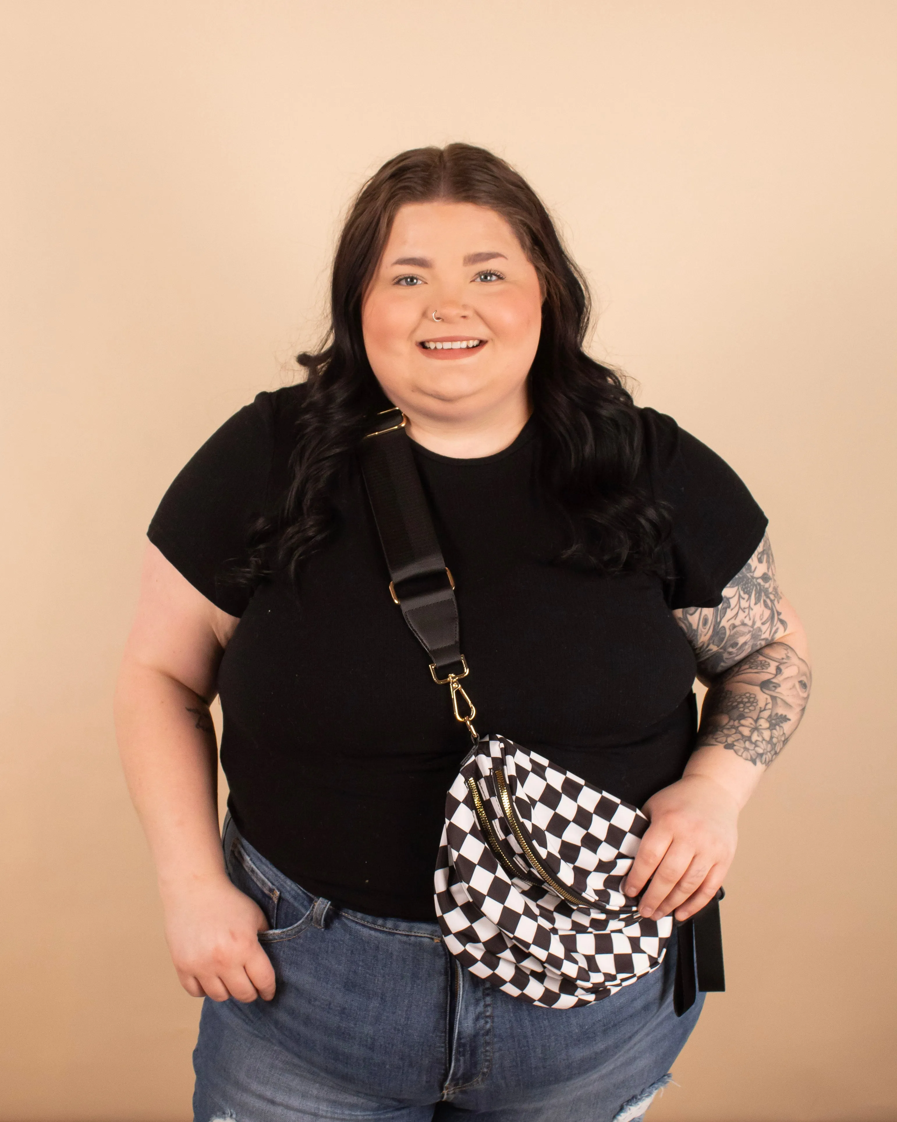 Running Errands Bum Bag in White Checker