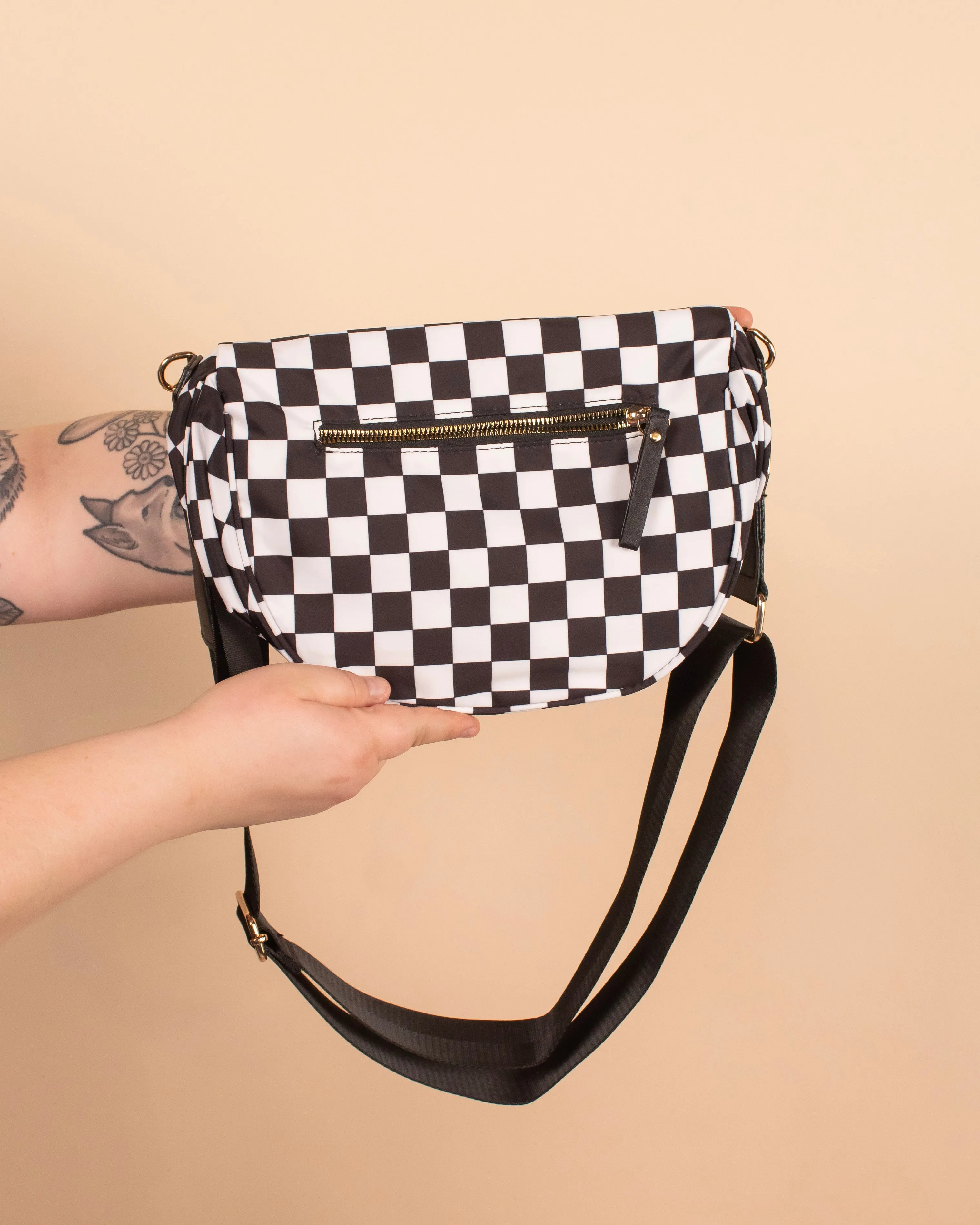 Running Errands Bum Bag in White Checker