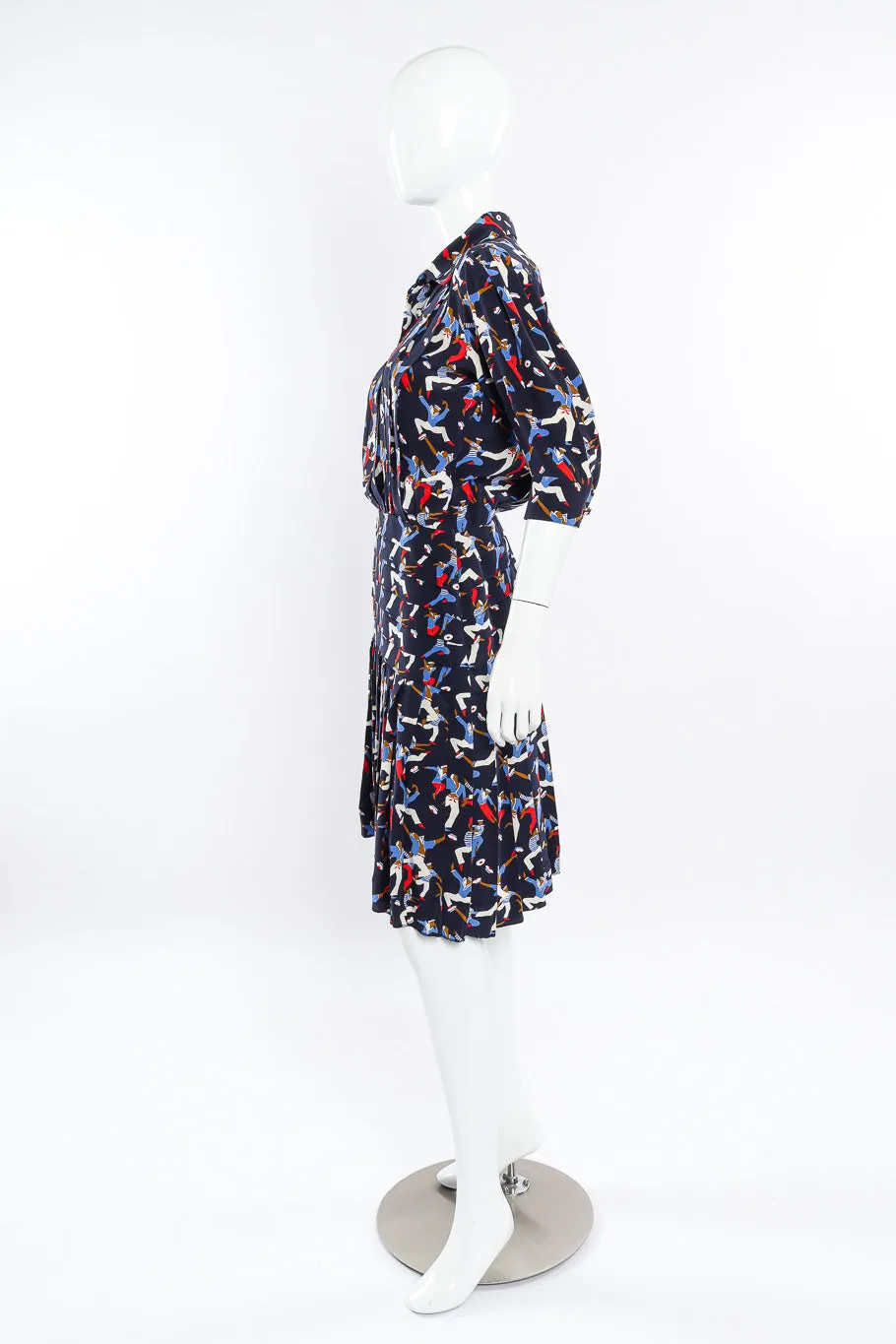 Sailor Print Silk Dress