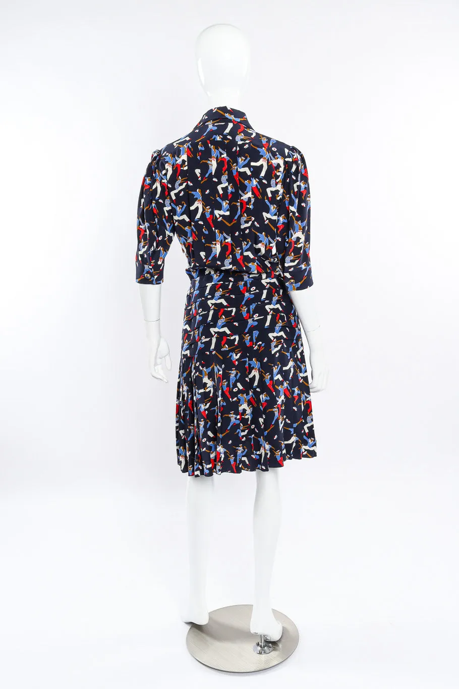 Sailor Print Silk Dress