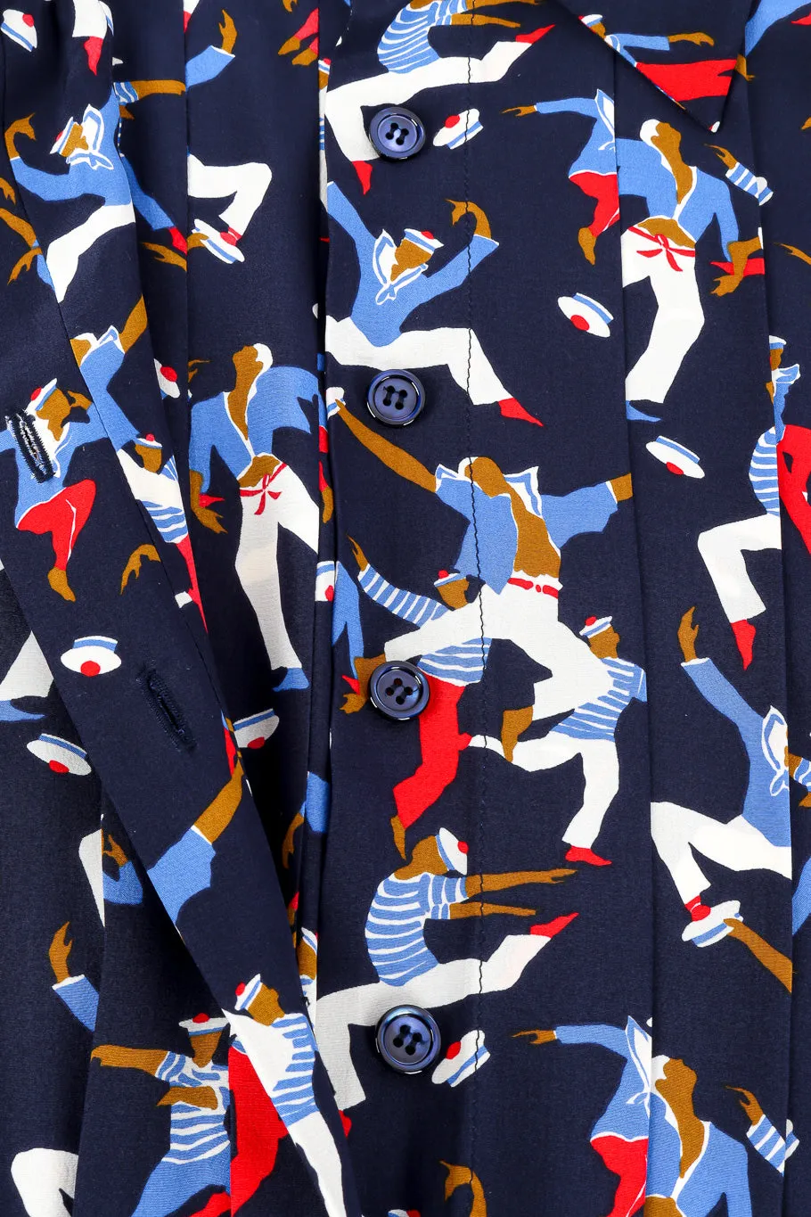 Sailor Print Silk Dress