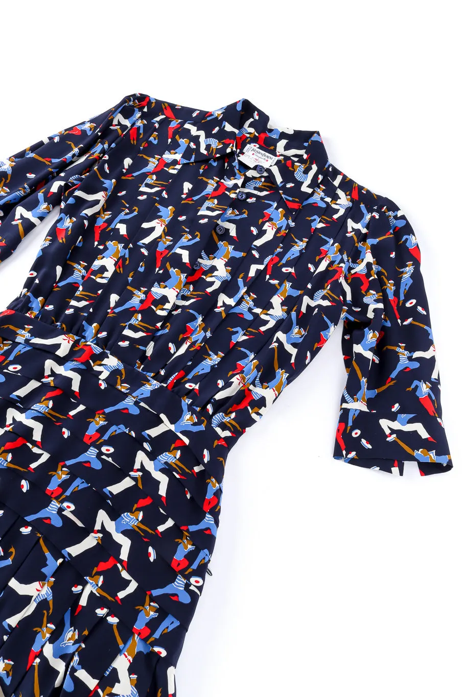 Sailor Print Silk Dress