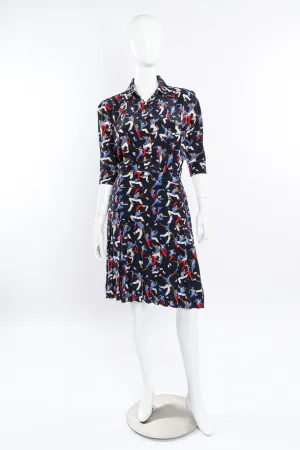 Sailor Print Silk Dress