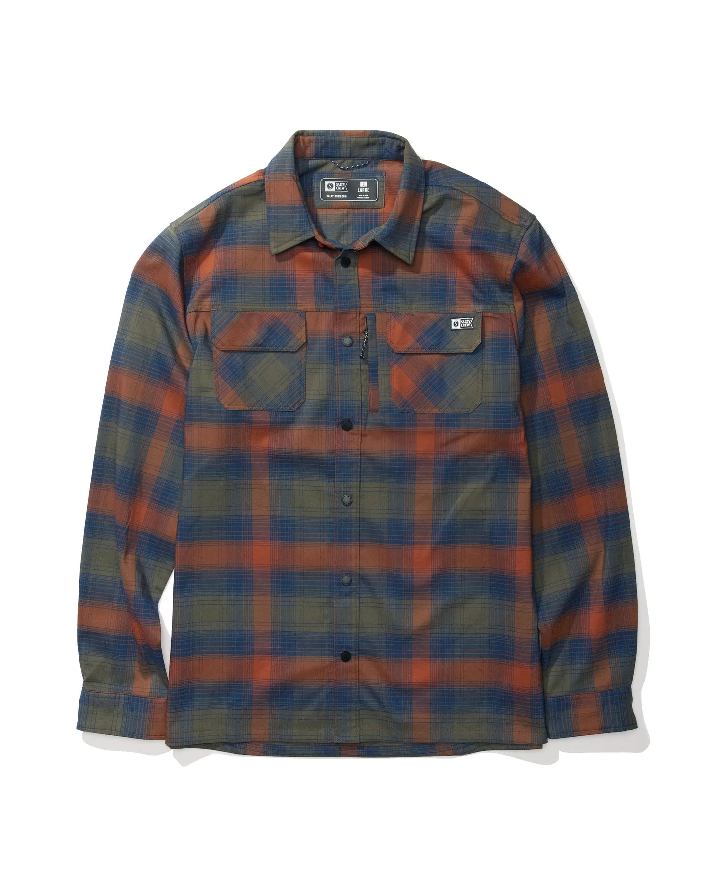 Salty Crew Fathom LS Tech Flannel Shirt Earth