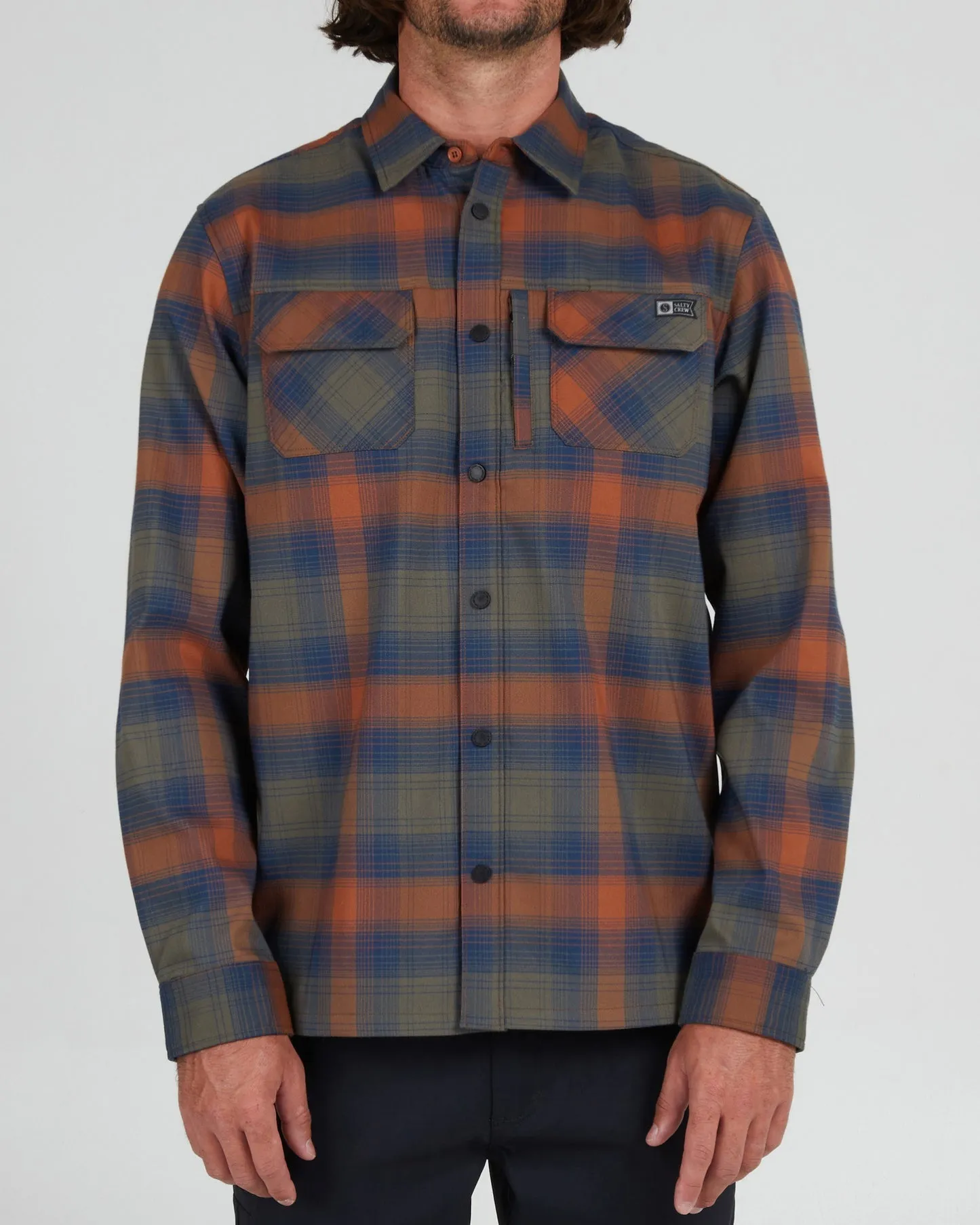Salty Crew Fathom LS Tech Flannel Shirt Earth