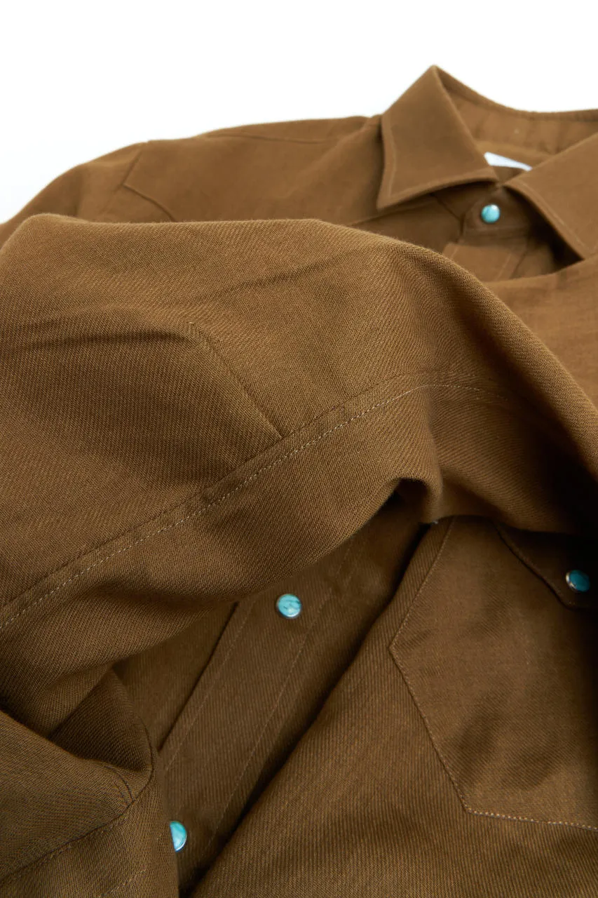 Salvatore Piccolo Texana Shirt Cotton/Linen Tobacco
