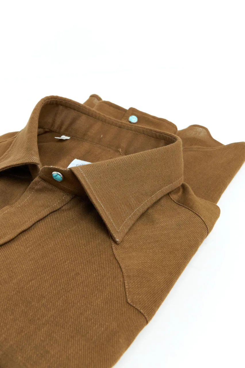 Salvatore Piccolo Texana Shirt Cotton/Linen Tobacco