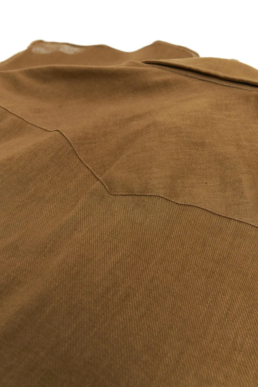 Salvatore Piccolo Texana Shirt Cotton/Linen Tobacco