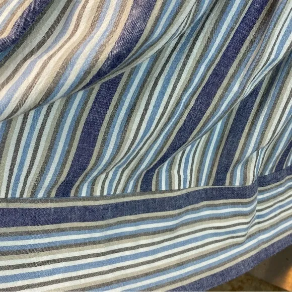 Sandro Ferrone Medium Dress Off The Shoulder Striped Linen Blend Made In Italy