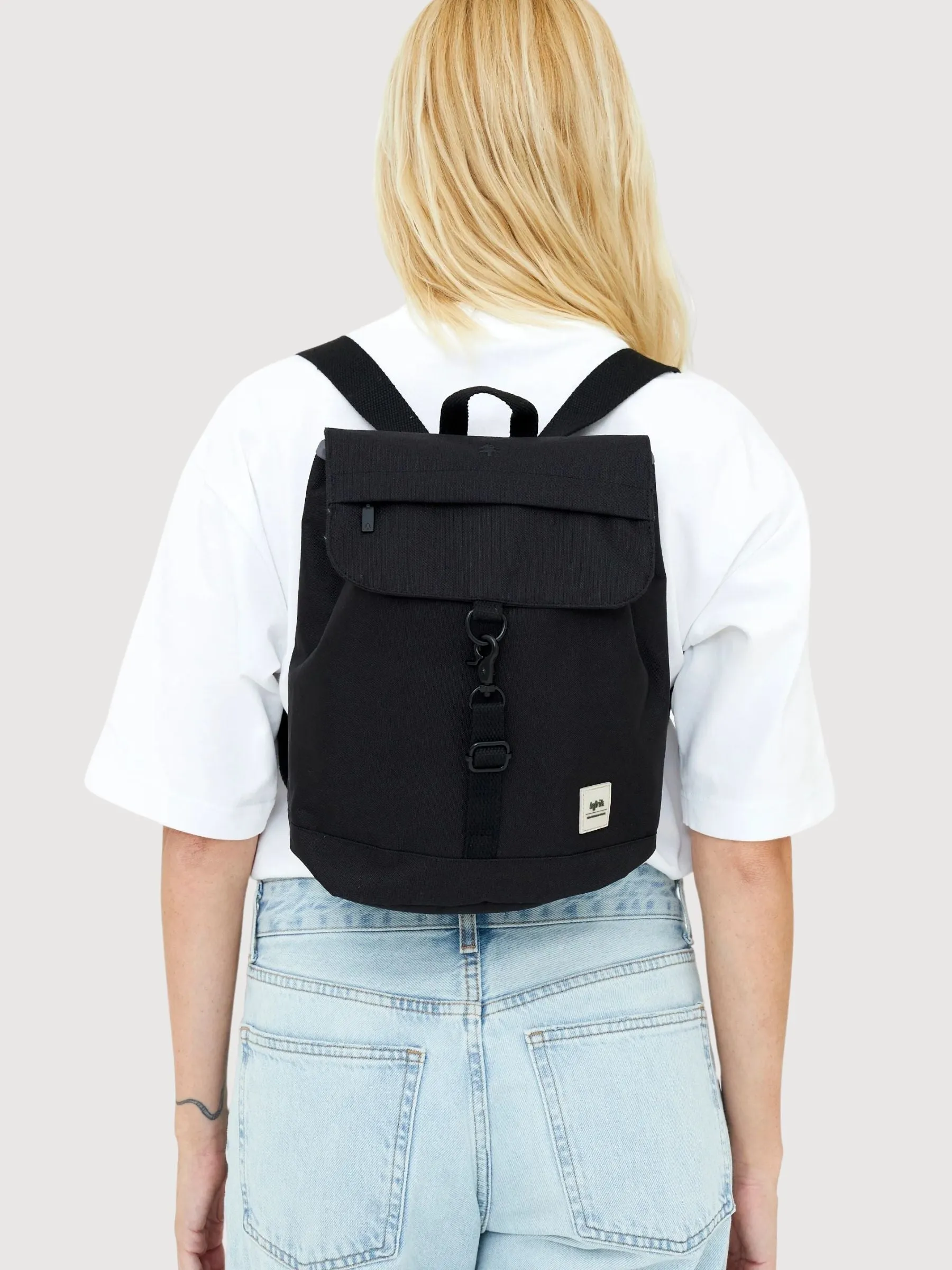 Scout Mini Black backpack in recycled polyester | Lefrik