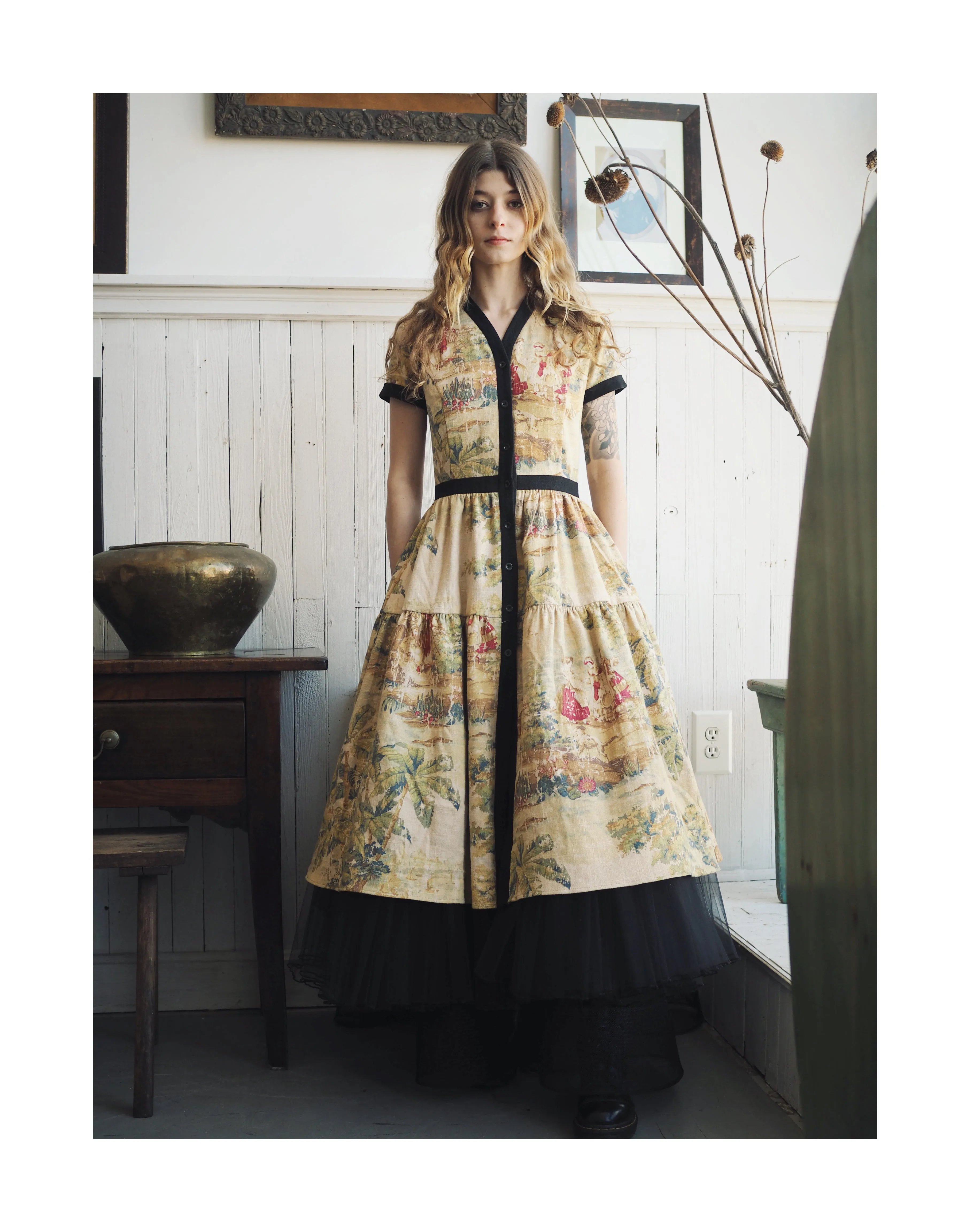 sean's toile curtains tier dress