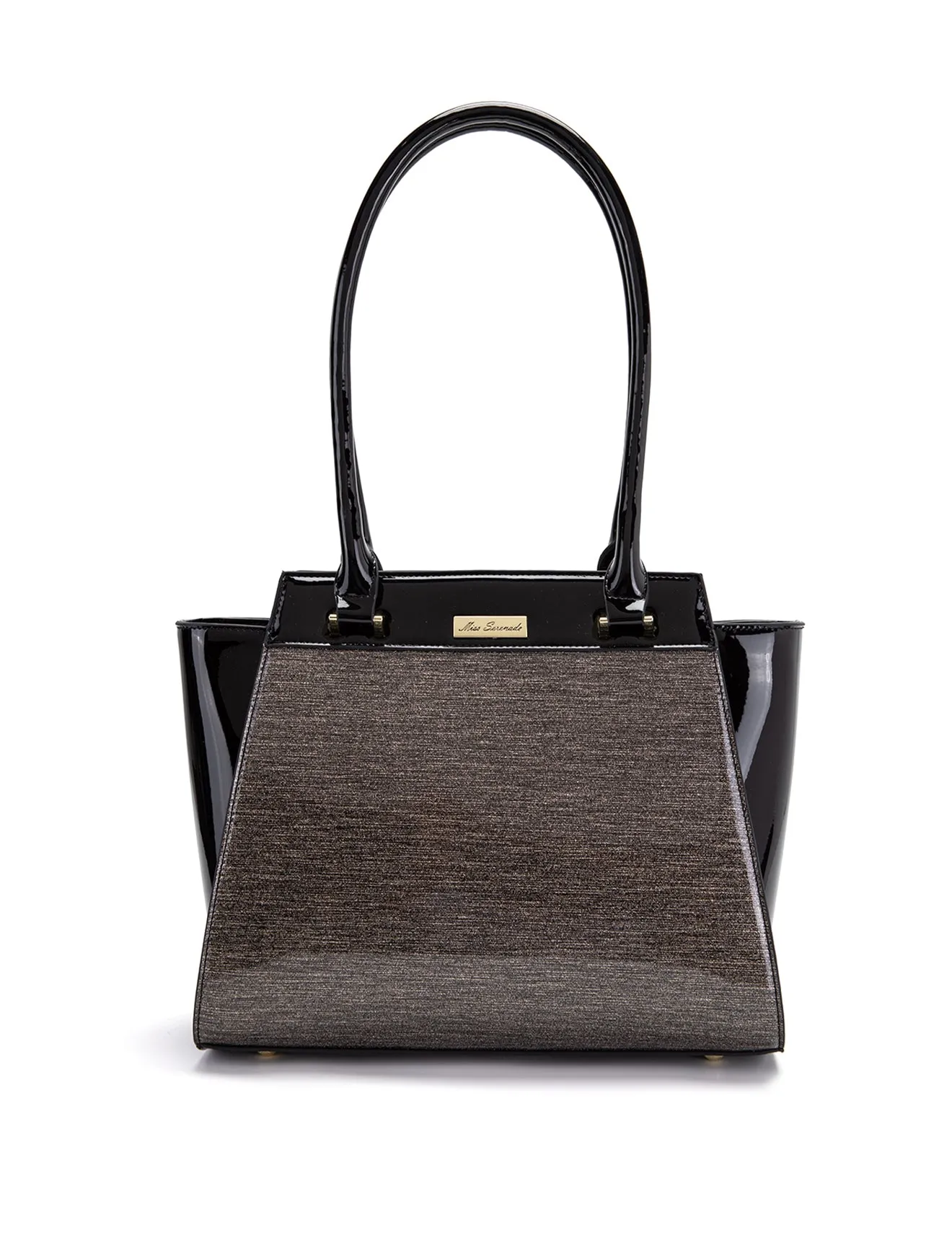 SHIMMER VEGAN PATENT BAG- XB-2412-PEW/BLK-SALE