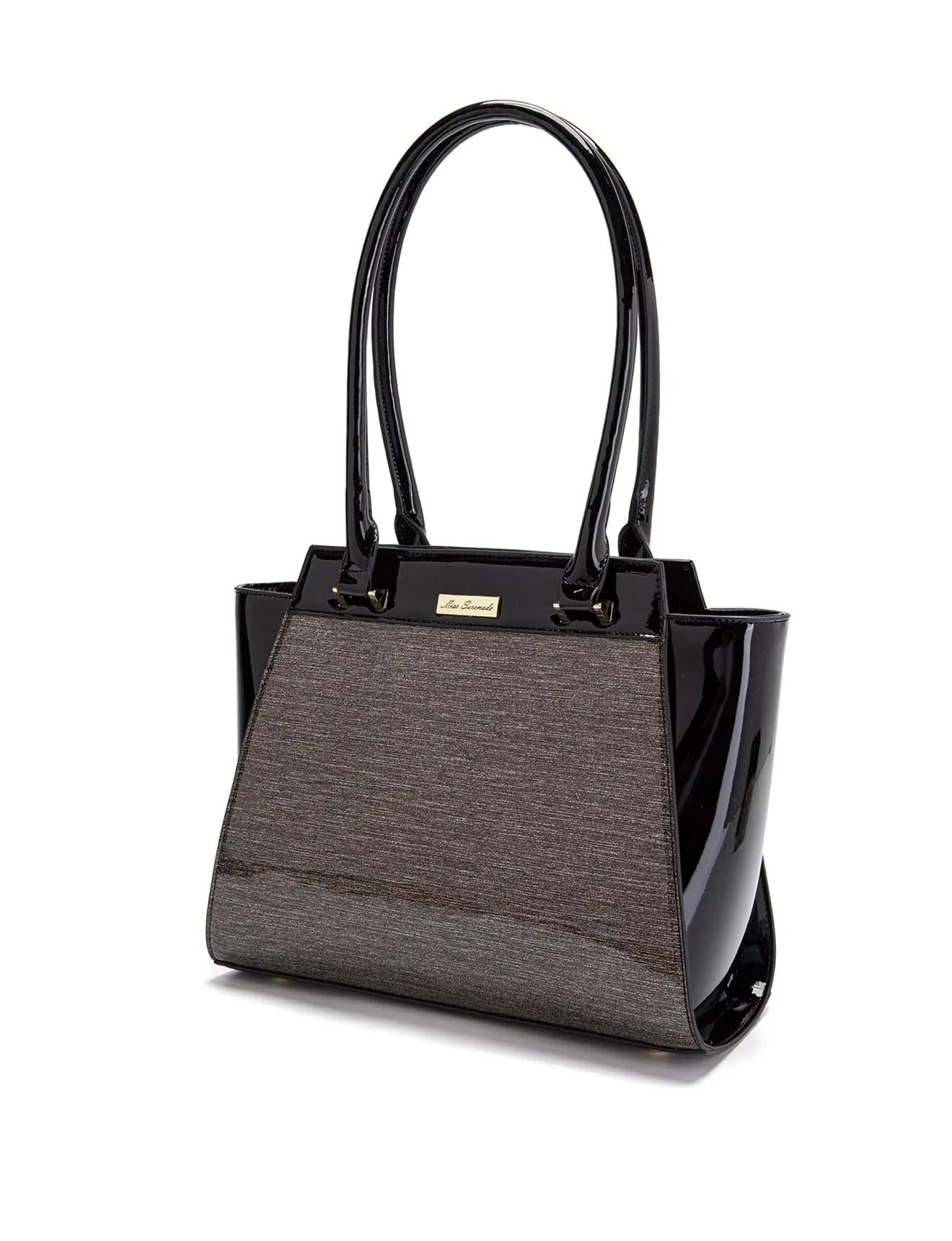 SHIMMER VEGAN PATENT BAG- XB-2412-PEW/BLK-SALE