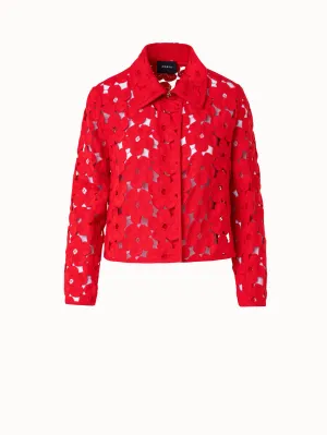 Short Silk Jacket with Anemone Embroidery