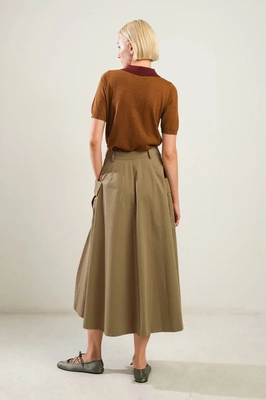Side Pockets Woven Skirt