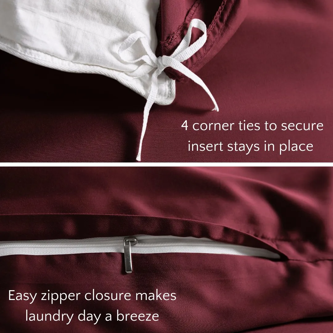 Signature Bamboo Viscose Duvet Cover Set in Ruby Red