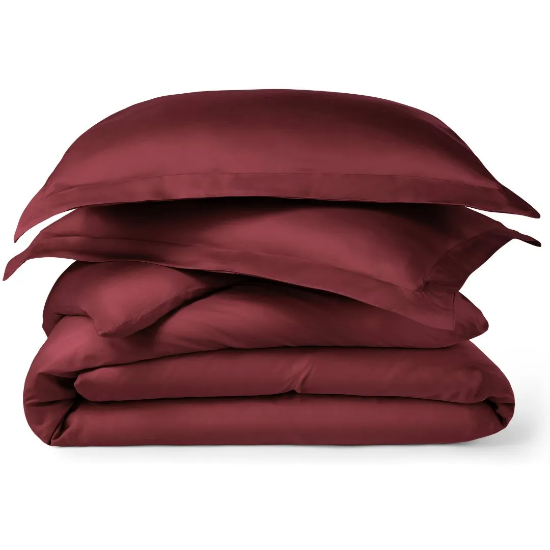 Signature Bamboo Viscose Duvet Cover Set in Ruby Red