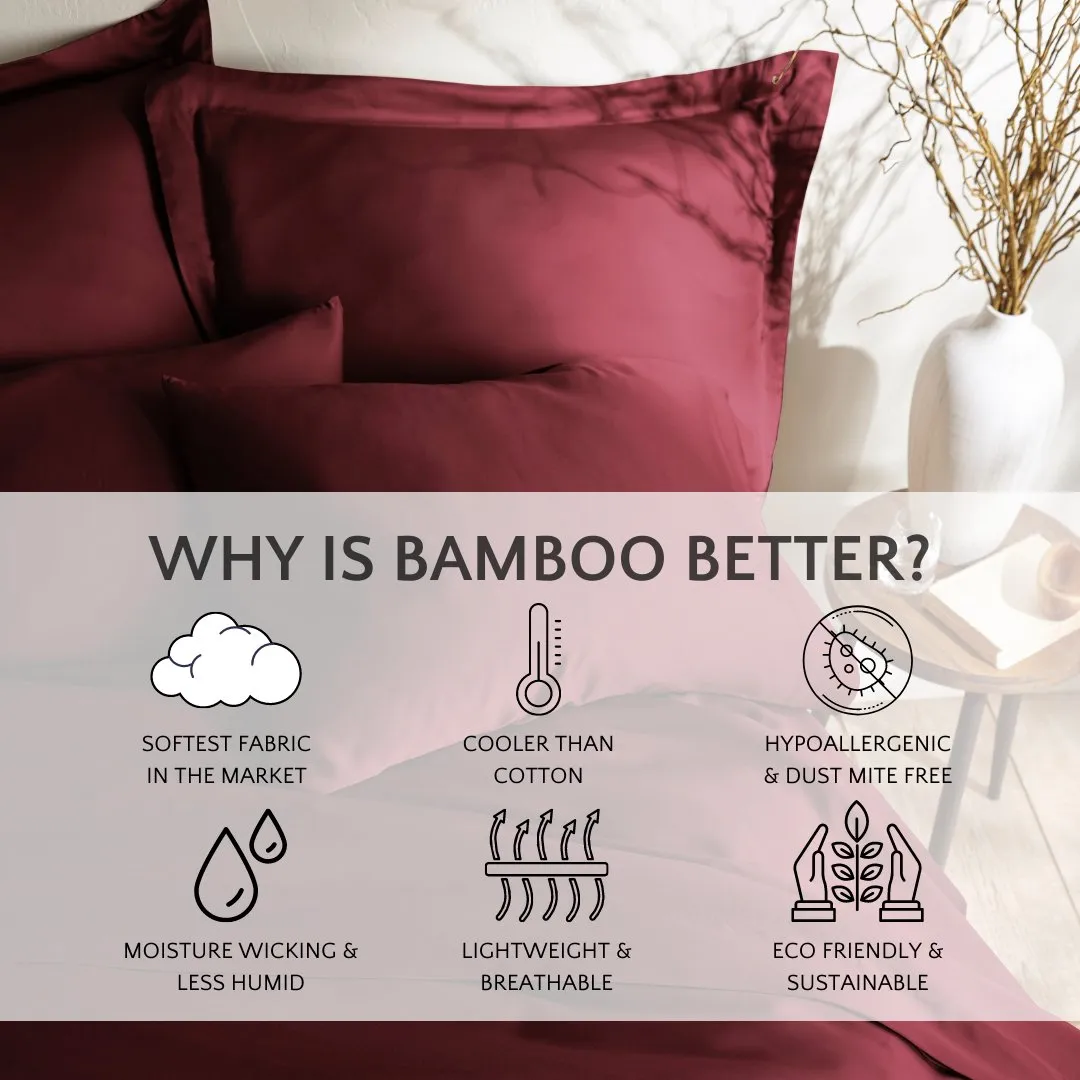 Signature Bamboo Viscose Duvet Cover Set in Ruby Red