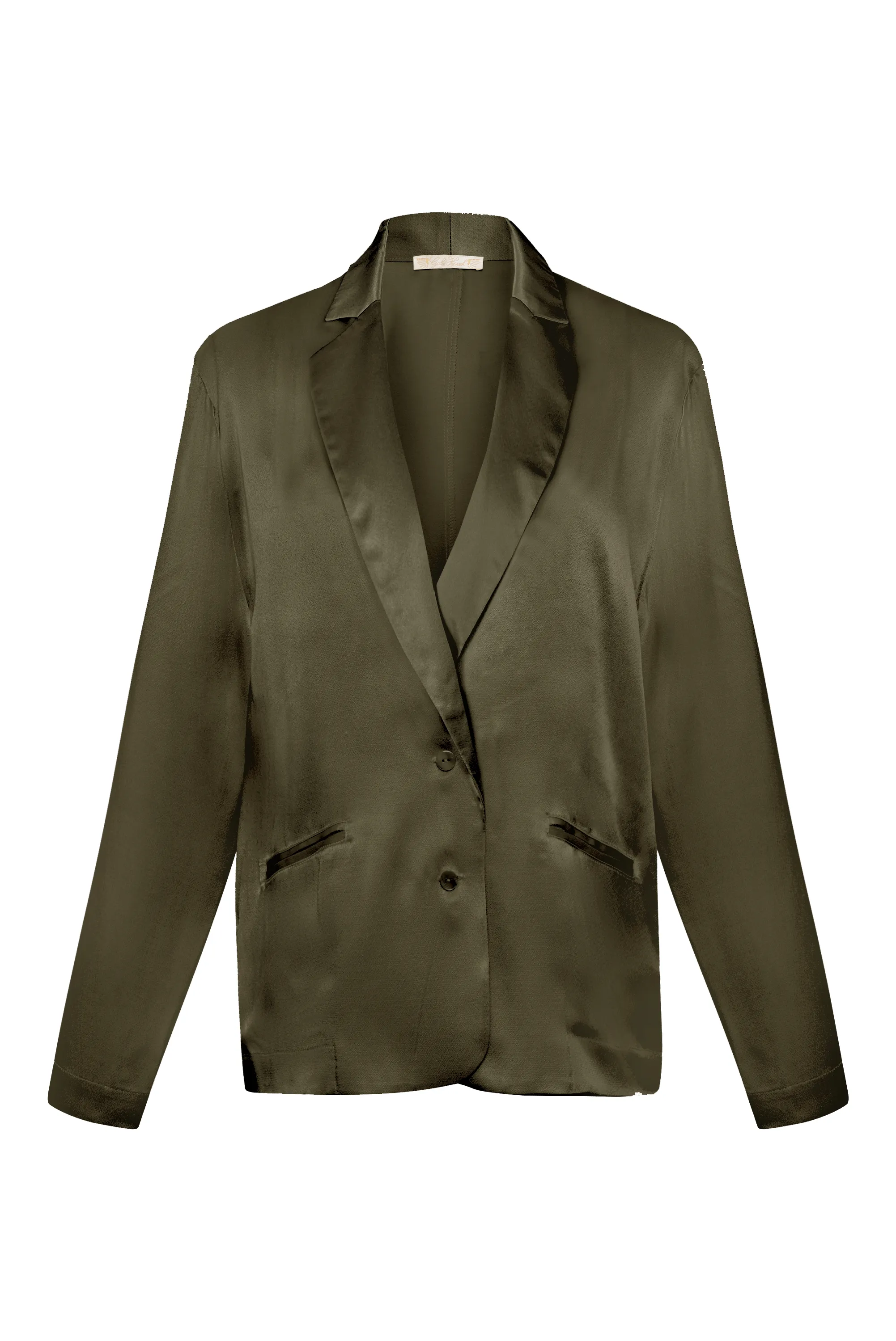 Silk Blazer Dark Olive
