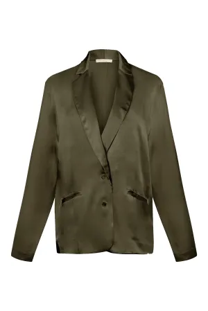 Silk Blazer Dark Olive