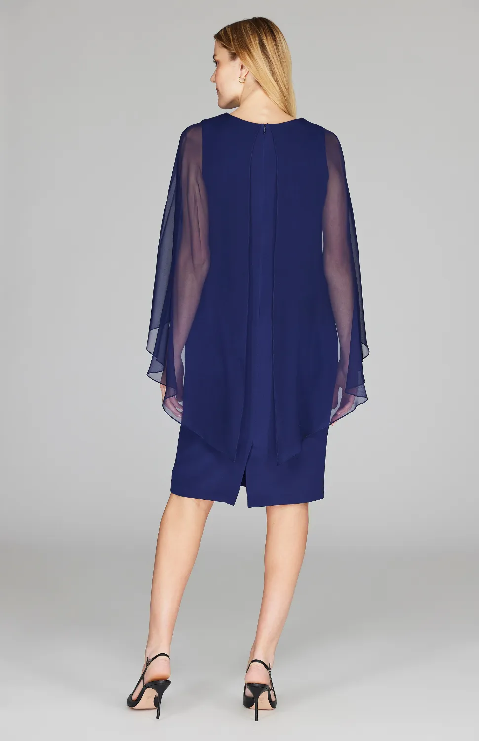 Silk Dress w/ Chiffon Capelet
