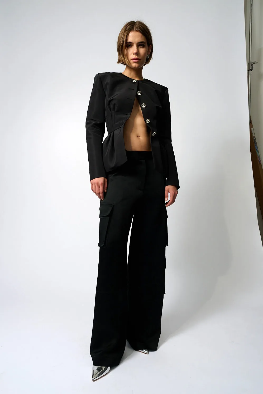 Silk Faille Cinched Waist Jacket