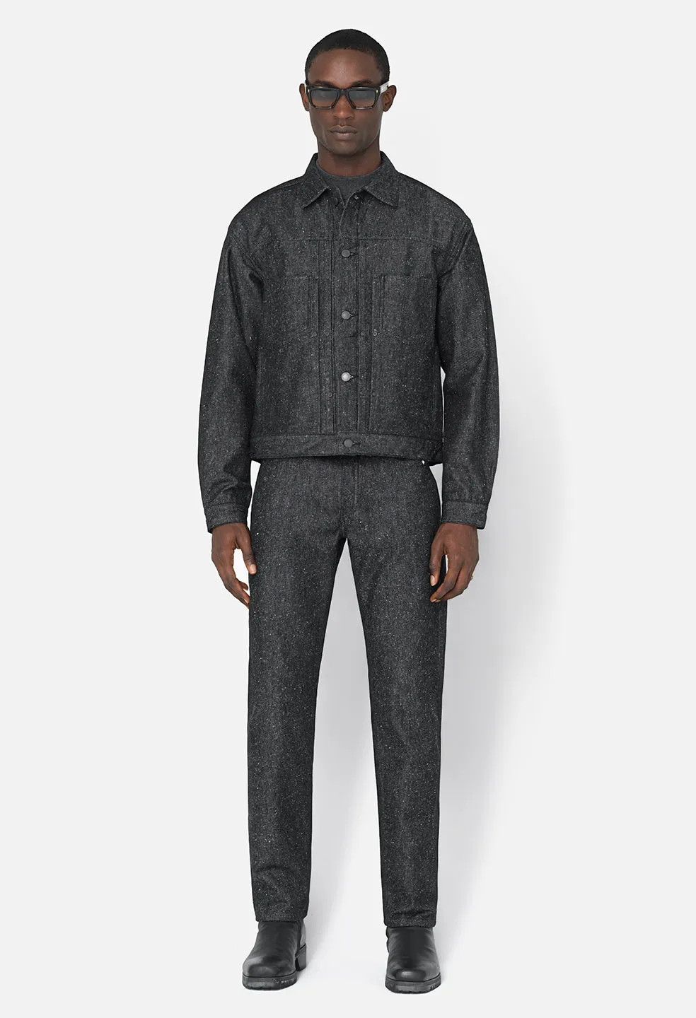 Silk Noil Cropped Thumper Jacket Type II / Raw Black