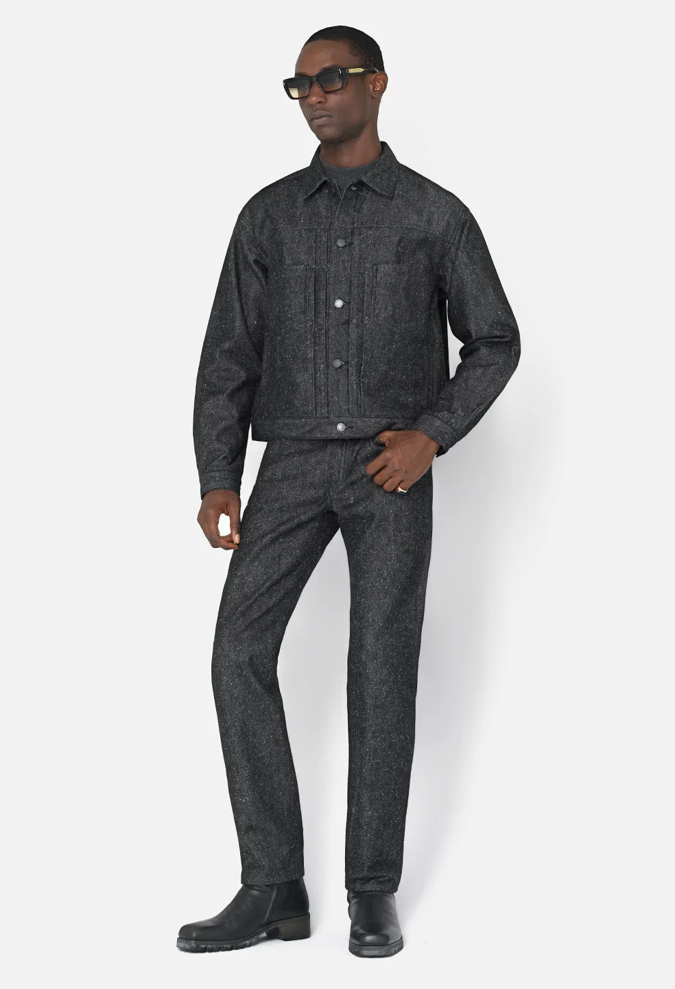Silk Noil Cropped Thumper Jacket Type II / Raw Black