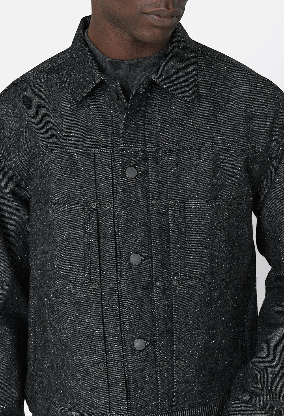 Silk Noil Cropped Thumper Jacket Type II / Raw Black
