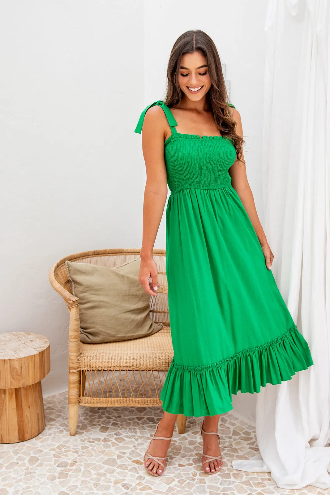 Simone Midi Dress-Green