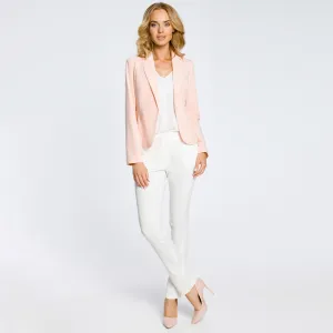 Single-button, long sleeve jacket with stem lapels