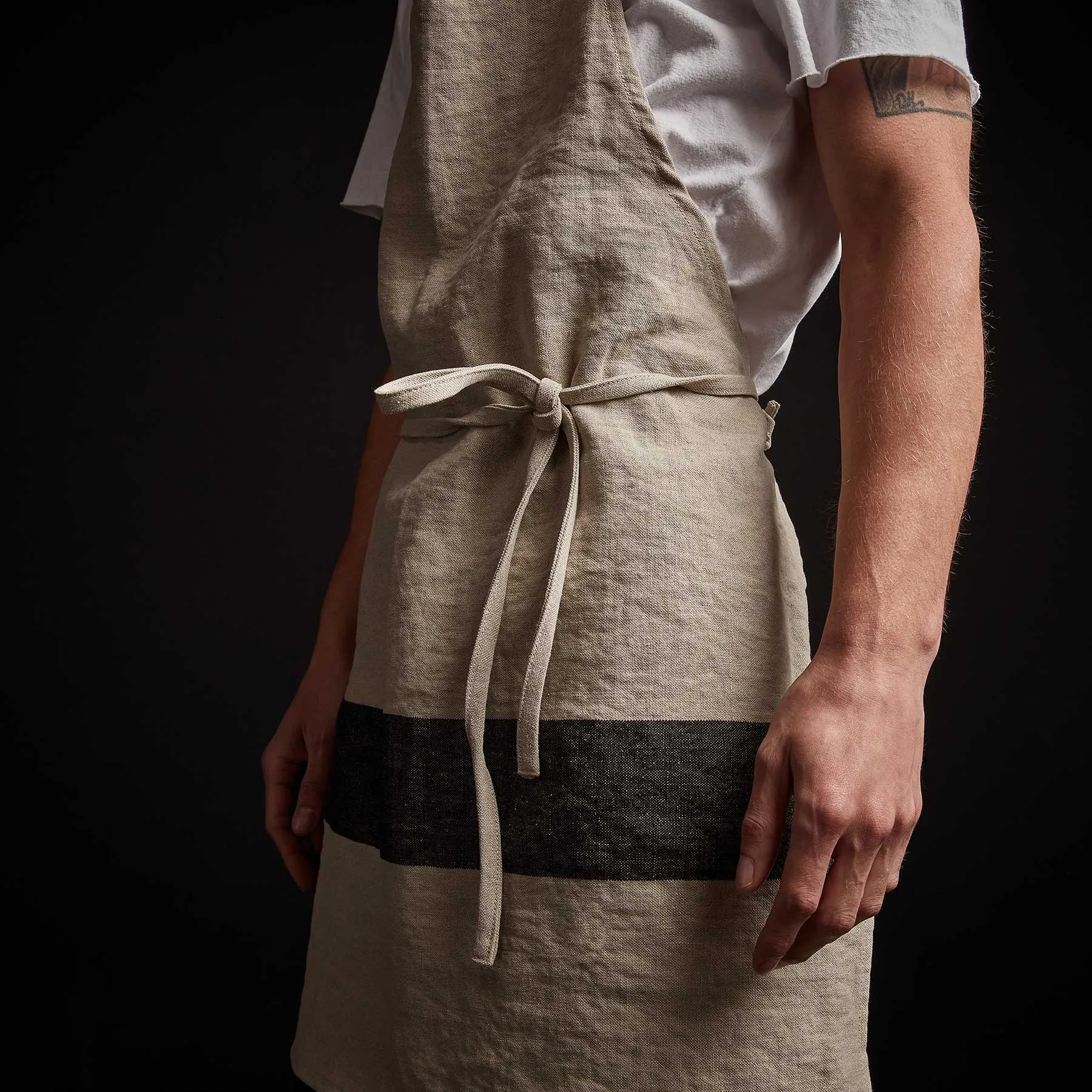 Single Stripe Chef's Apron - Natural/Black