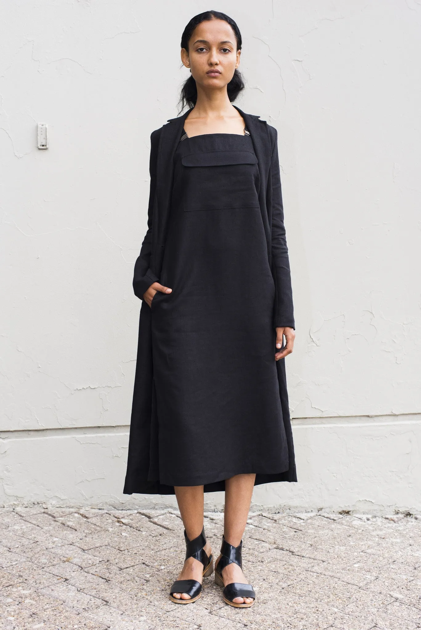 Slit Back Duster - Black