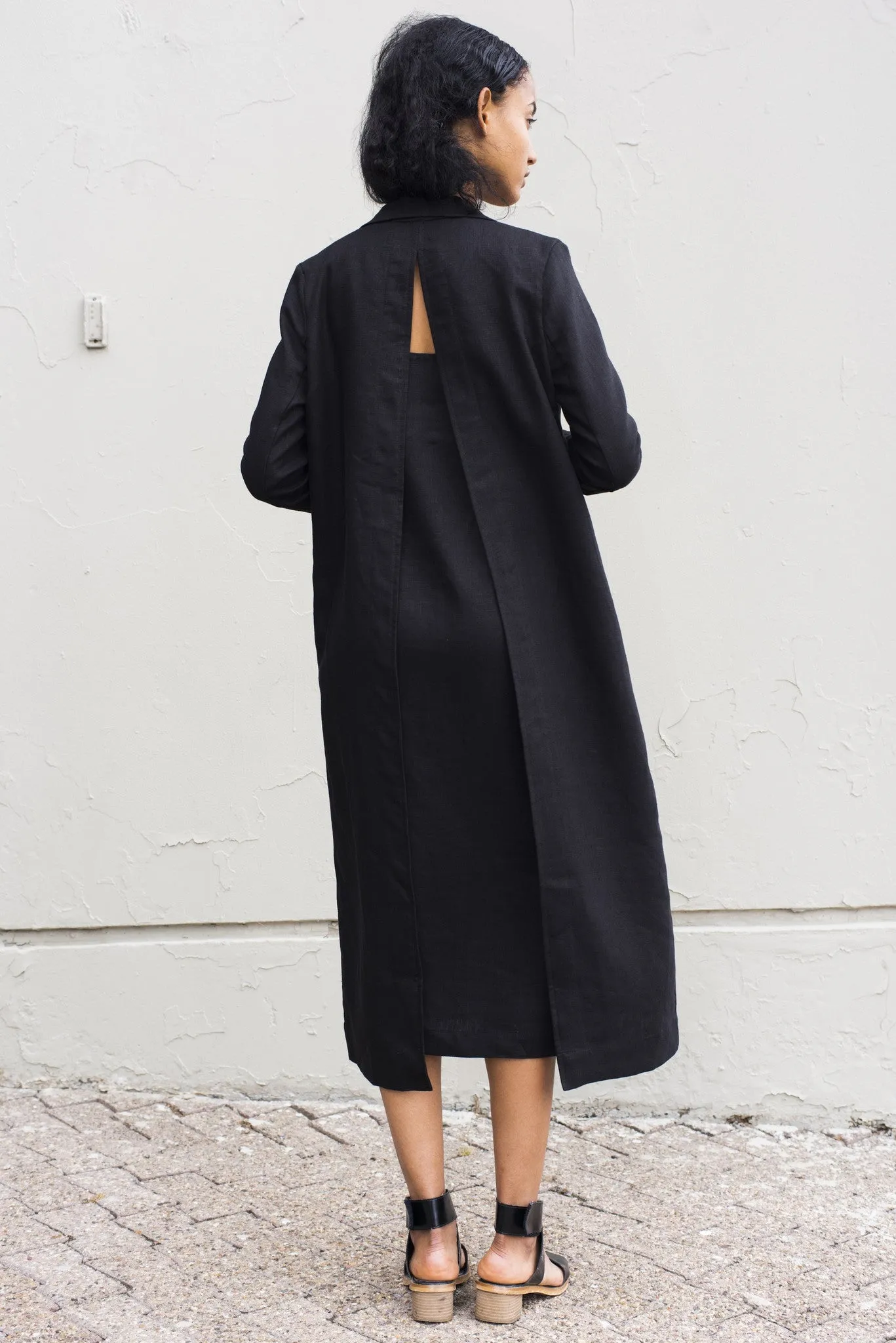 Slit Back Duster - Black