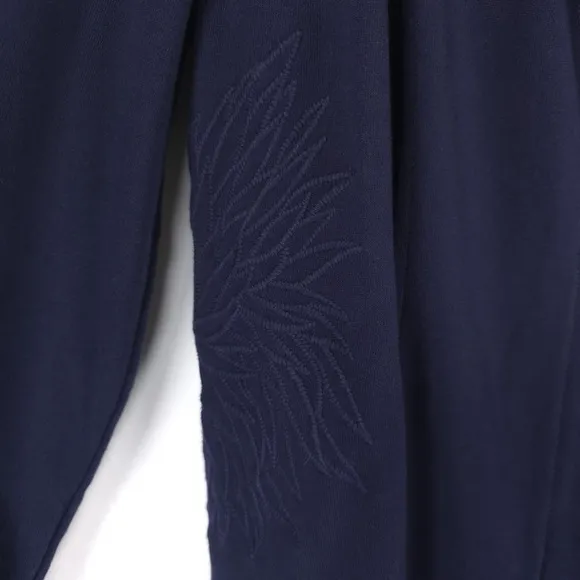 Soft Surroundings Tallulah Jacket Flower Embroidery NAVY French Terry Size XL