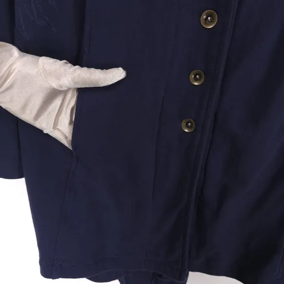 Soft Surroundings Tallulah Jacket Flower Embroidery NAVY French Terry Size XL