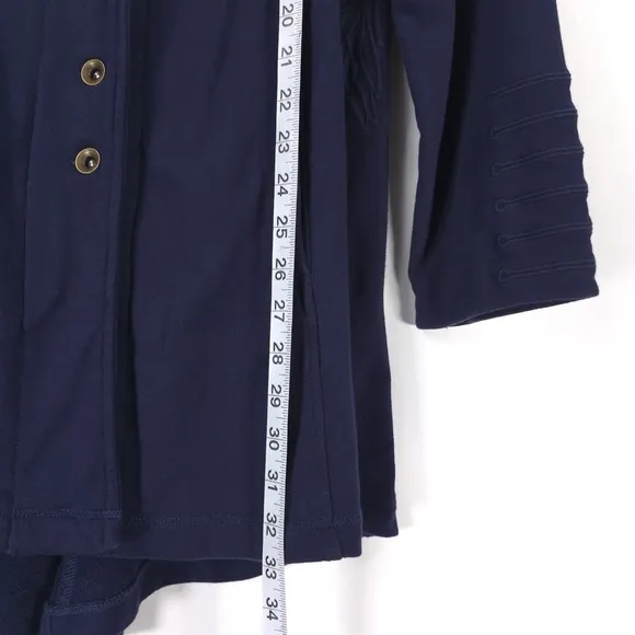 Soft Surroundings Tallulah Jacket Flower Embroidery NAVY French Terry Size XL
