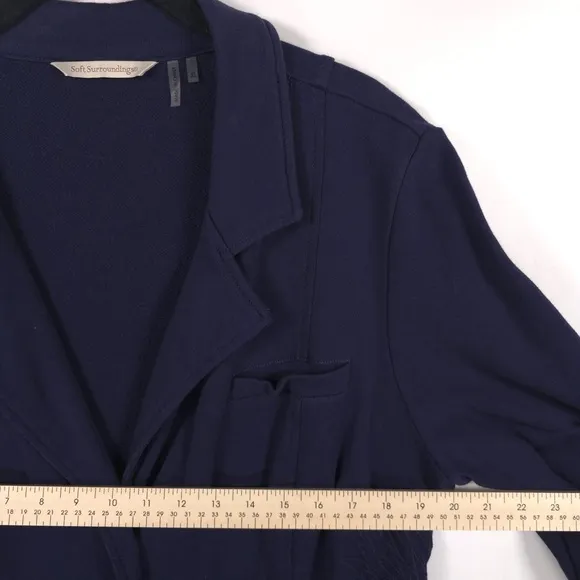 Soft Surroundings Tallulah Jacket Flower Embroidery NAVY French Terry Size XL